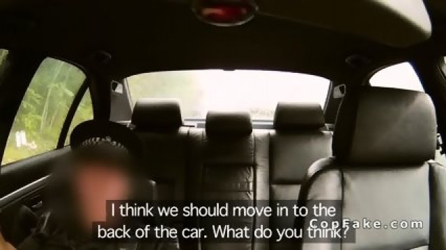 Slim Blonde Fucks Fake Cop In His Car