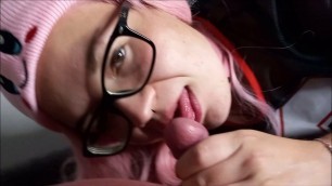 Gamer teen loves to blow and swallow cum