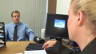 Smart blonde secretary persuades boss to increase her salary