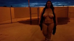 public bbw naked walk freeway overpass