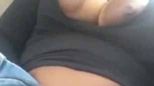 Horny bitch masturbating and cum in the car