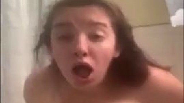 Chubby teen riding Dildo in shower