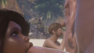 Bisexual Orgy at the Beach (includes male on male bi sex)