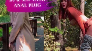 Public Sucking dick and sex with anal plug – KleoModel