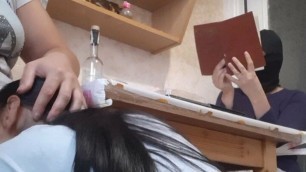 While my girlfriend is reading a book, roommate licks pussy